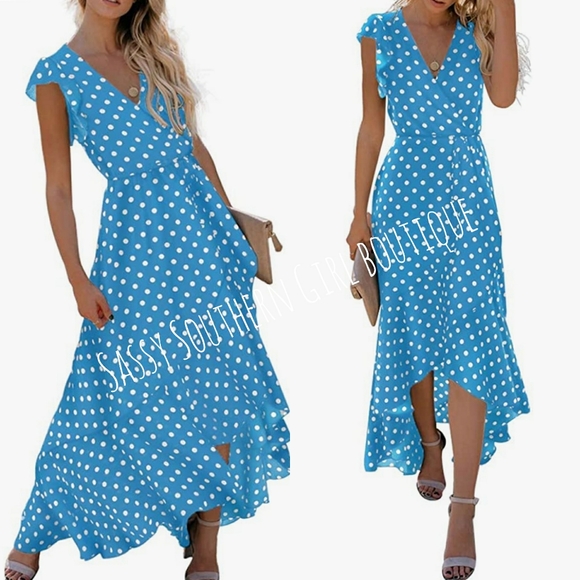 Sassy Southern Girl boutique Dresses Aqua Turquoise Polka Dot Wrap